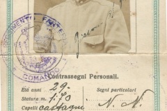 Tessera di riconoscimento del Tenente Del Bianco Giacomo del 129 reggimento di Fanteria, Brigata Perugia, 12 luglio 1917 (fronte)