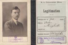 Tesserino universitario di Antonio Mighetti, studente di giurisprudenza a Vienna (1912)