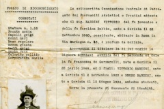 Profuganza goriziana dopo il 24 ottobre 1917. Foglio di riconoscimento di Vittorio Nardini, rilasciato a Roma il 29 marzo 1919, poco prima del ritorno della famiglia a Gorizia